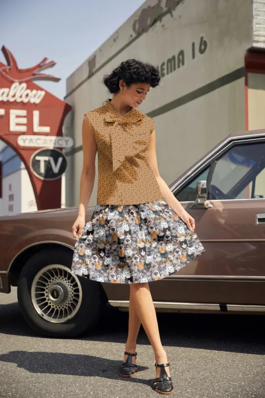 Vintage Style Bow Top in Paw Print made by Retrolicious