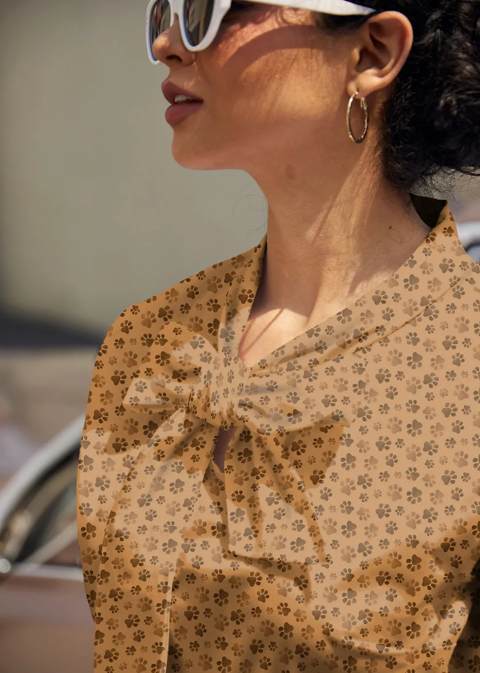 Vintage Style Bow Top in Paw Print sold by Modcloth product image thumbnail 2
