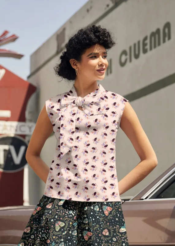 Vintage Style Bow Top in Hedgehog Print made by Retrolicious