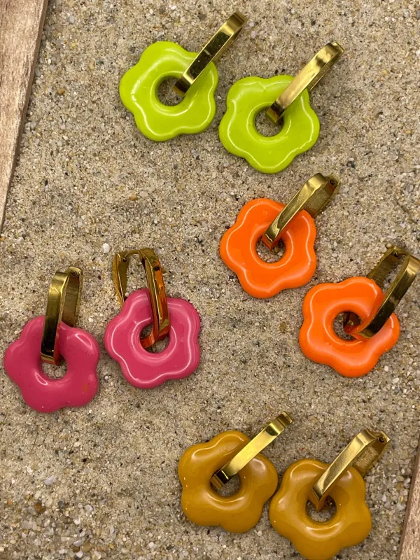 Spring Fling - 60’s Mod Flower Hoop Earrings: Handmade Polymer Clay made by Modcloth