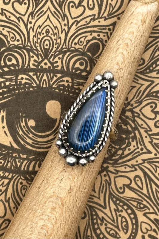 Haley - Labradorite Teardrop Statement Ring made by Modcloth