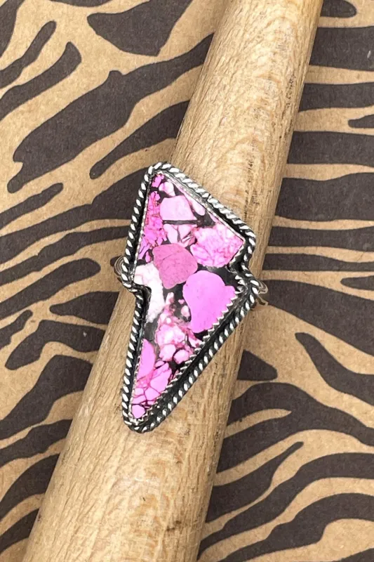 Ella - Pink Magnesite Lightning Bolt Statement Ring made by Modcloth