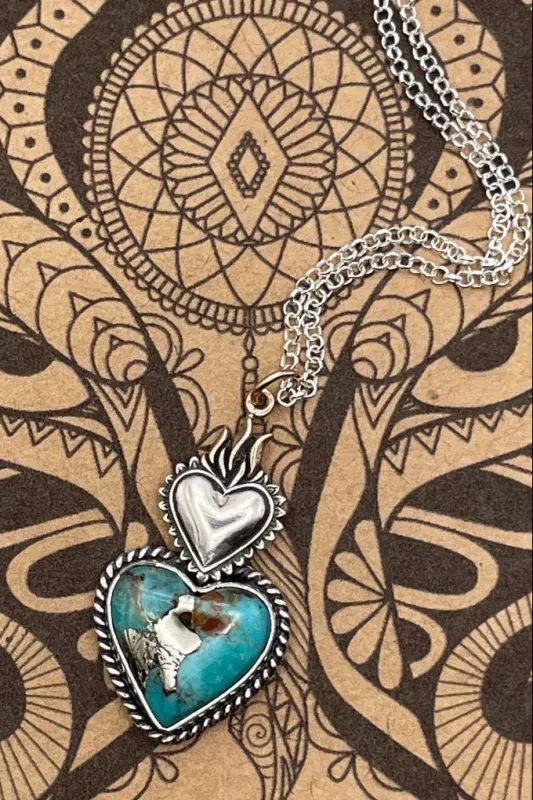 Bonita - Turquoise Sacred Heart Pendant Necklace made by Modcloth