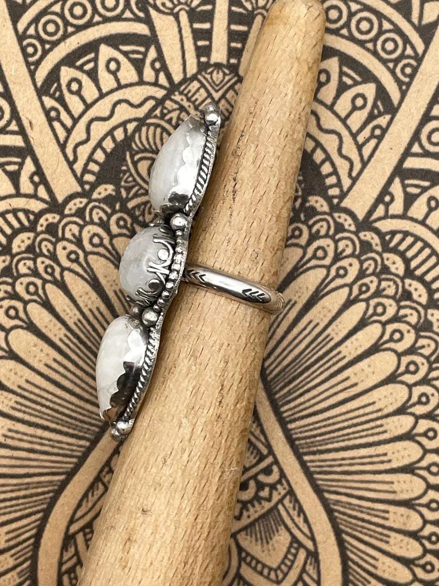 Gloria - Rainbow Moonstone Triple Gemstone Ring sold by Modcloth product image thumbnail 4