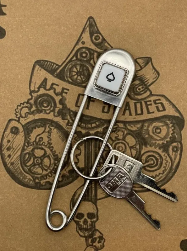 Lloyd - Jumbo Safety Pin with Spade Poker Dice made by Modcloth