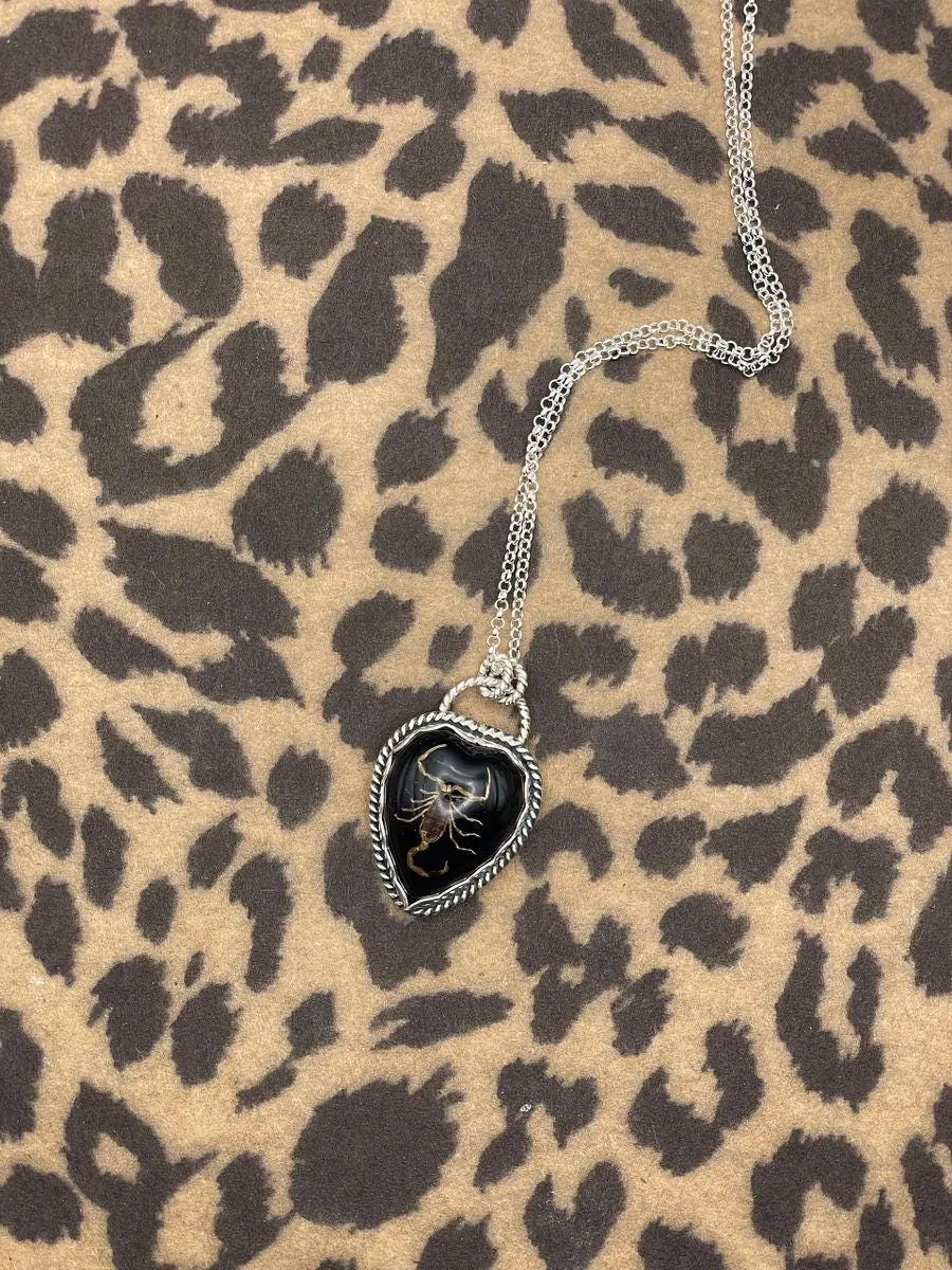 Warner - Golden Scorpion in Black Resin Heart Necklace sold by Modcloth product image thumbnail 3