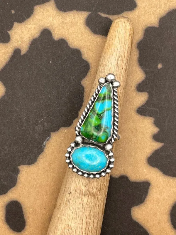 Cherrie - Green Mojave Turquoise Double Gemstone Ring made by Modcloth