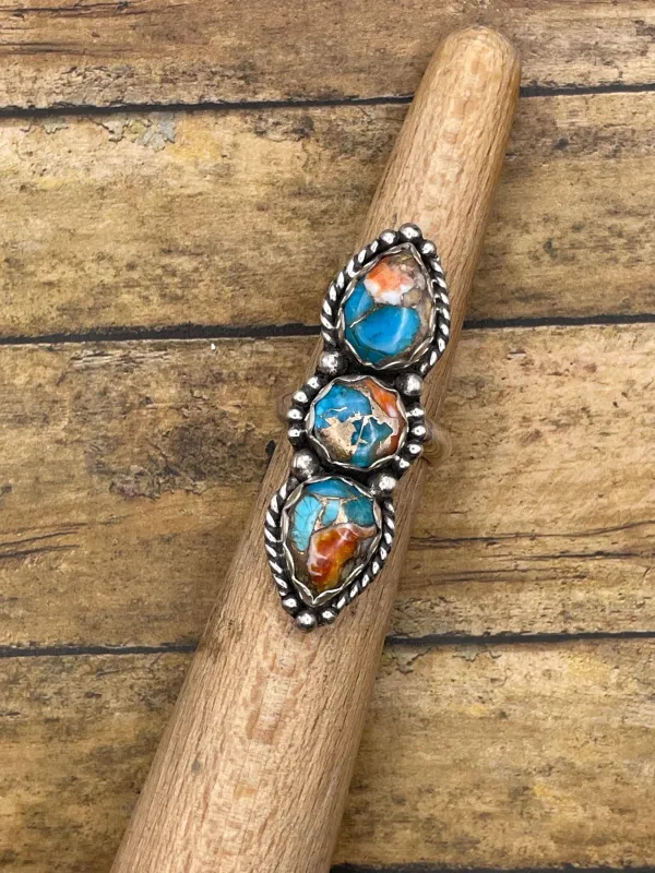 Carmen - Spiny Oyster Turquoise Triple Stone Ring made by Modcloth