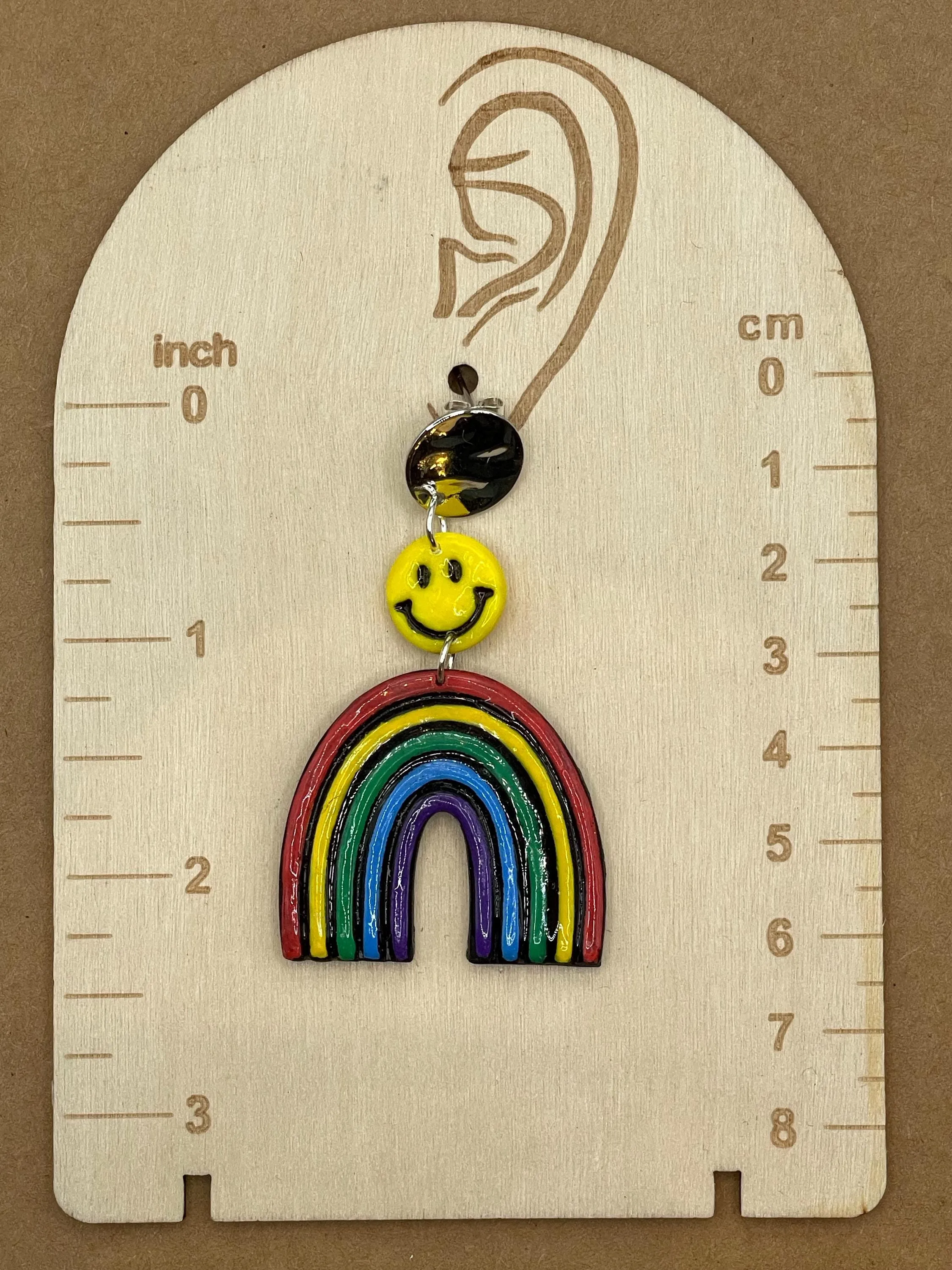 Love - Rainbow with Smiley Face Earrings: Handmade Polymer Clay sold by Modcloth product image thumbnail 2