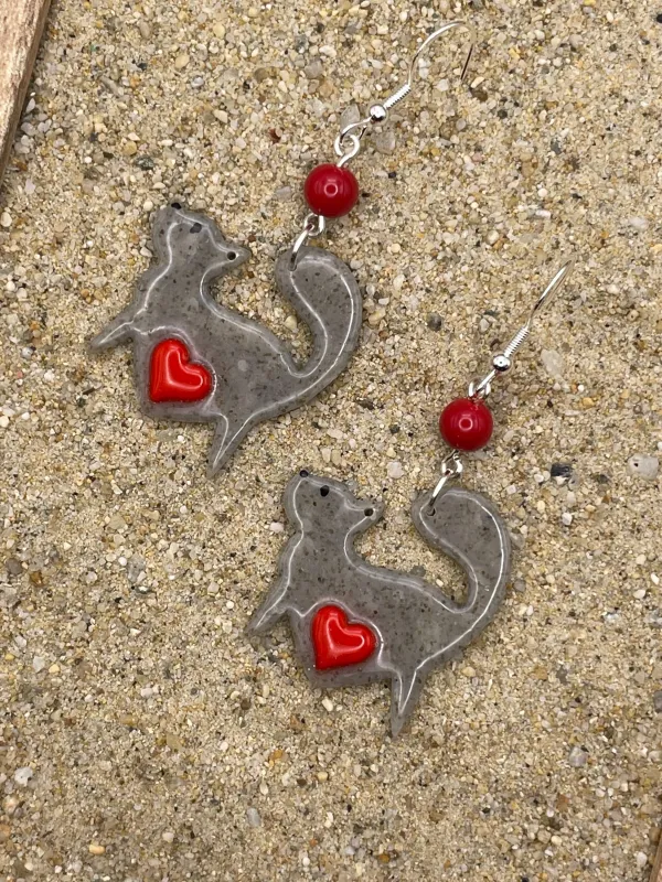Cat Lover - Grey Kitty Earrings: Handmade, Hand-Painted Polymer Clay made by Modcloth