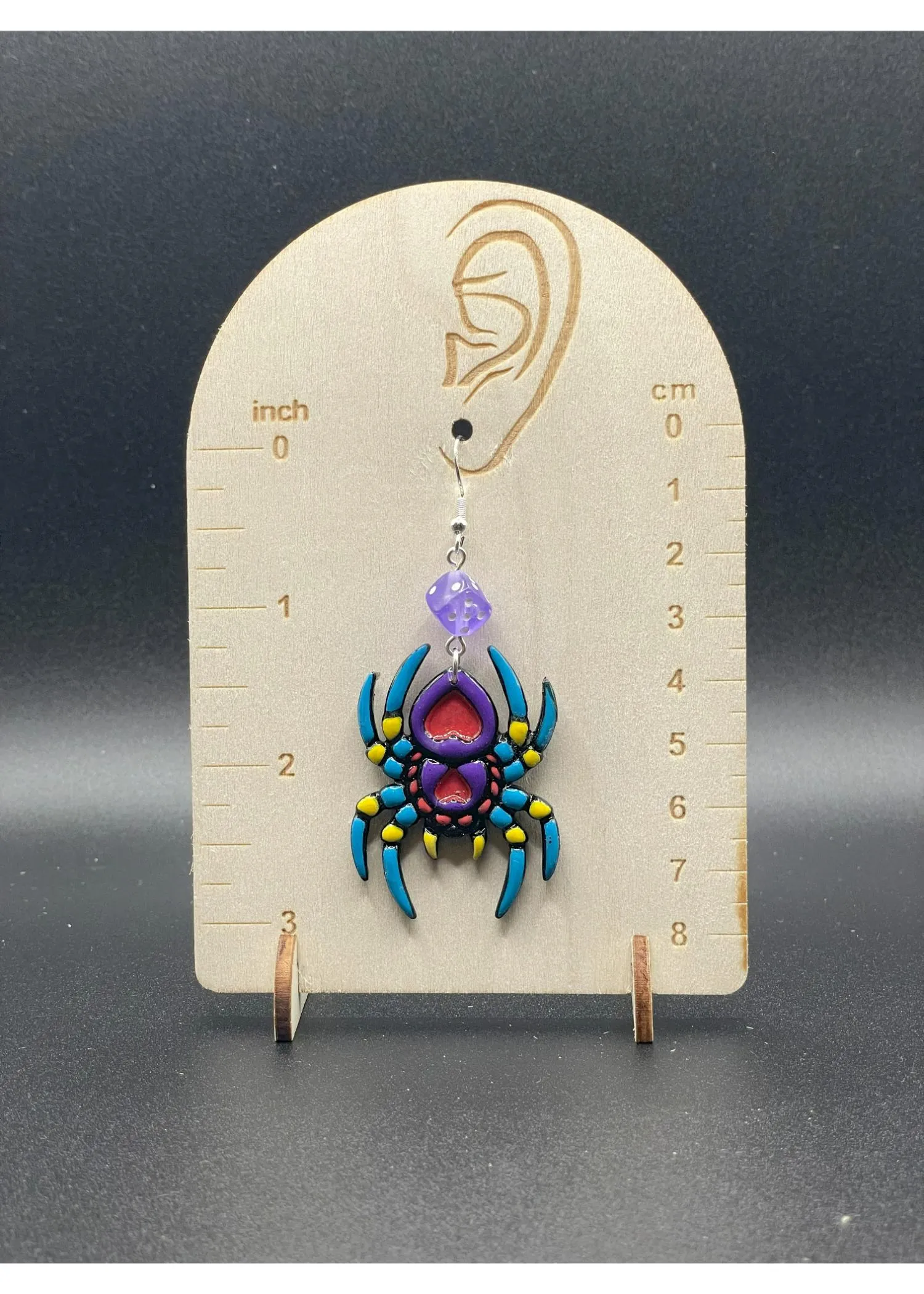 Tattoo - Spider Earrings with Dice Details: Handmade, Hand-Painted Polymer Clay sold by Modcloth product image thumbnail 2