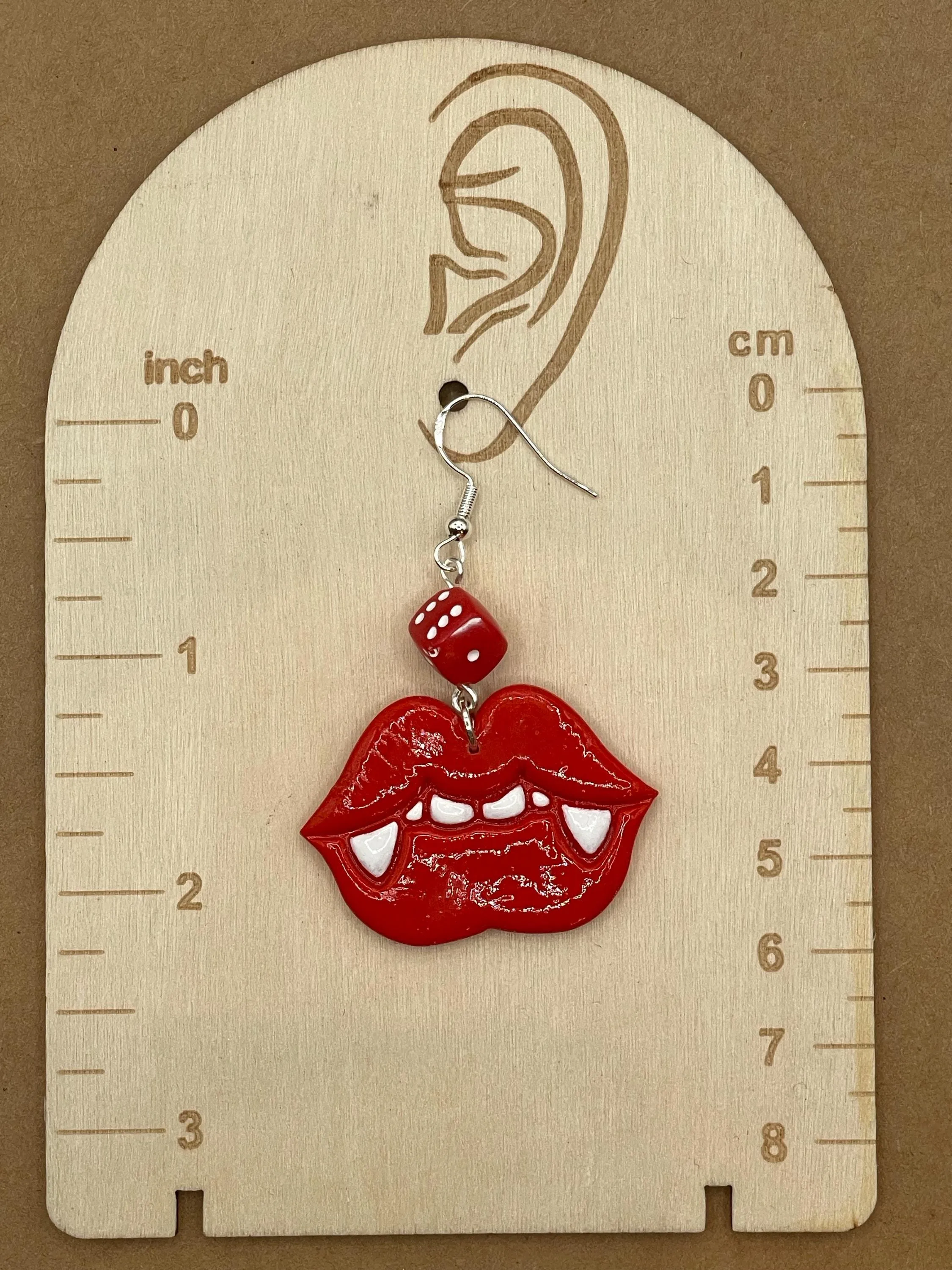 Tattoo - Vampire Kiss Earrings with Dice: Handmade Polymer Clay sold by Modcloth product image thumbnail 2