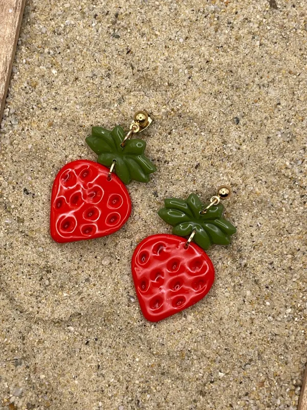 Tutti Frutti - Strawberry Polymer Clay Dangle Earrings - Handmade Polymer Clay made by Modcloth