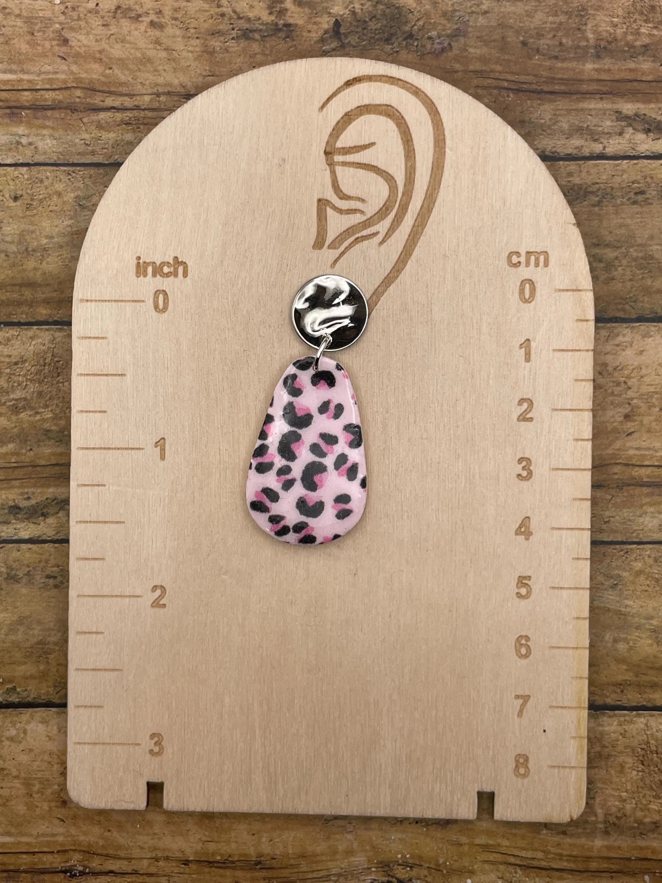 Love - Pink Leopard Printed Dangle Earrings: Handmade Polymer Clay sold by Modcloth product image thumbnail 2