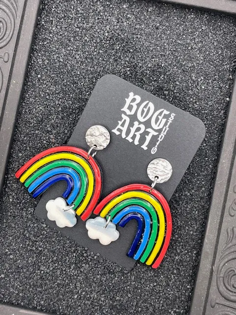 Love is Love - Rainbow Arch with Cloud Earrings: Handmade Polymer Clay sold by Modcloth product image thumbnail 2