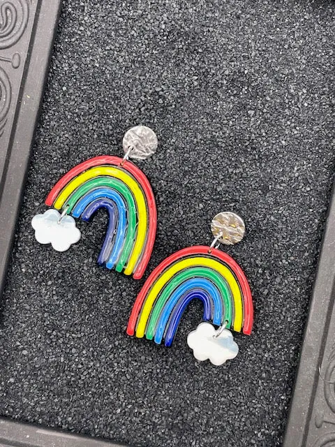 Love is Love - Rainbow Arch with Cloud Earrings: Handmade Polymer Clay sold by Modcloth product image thumbnail 3