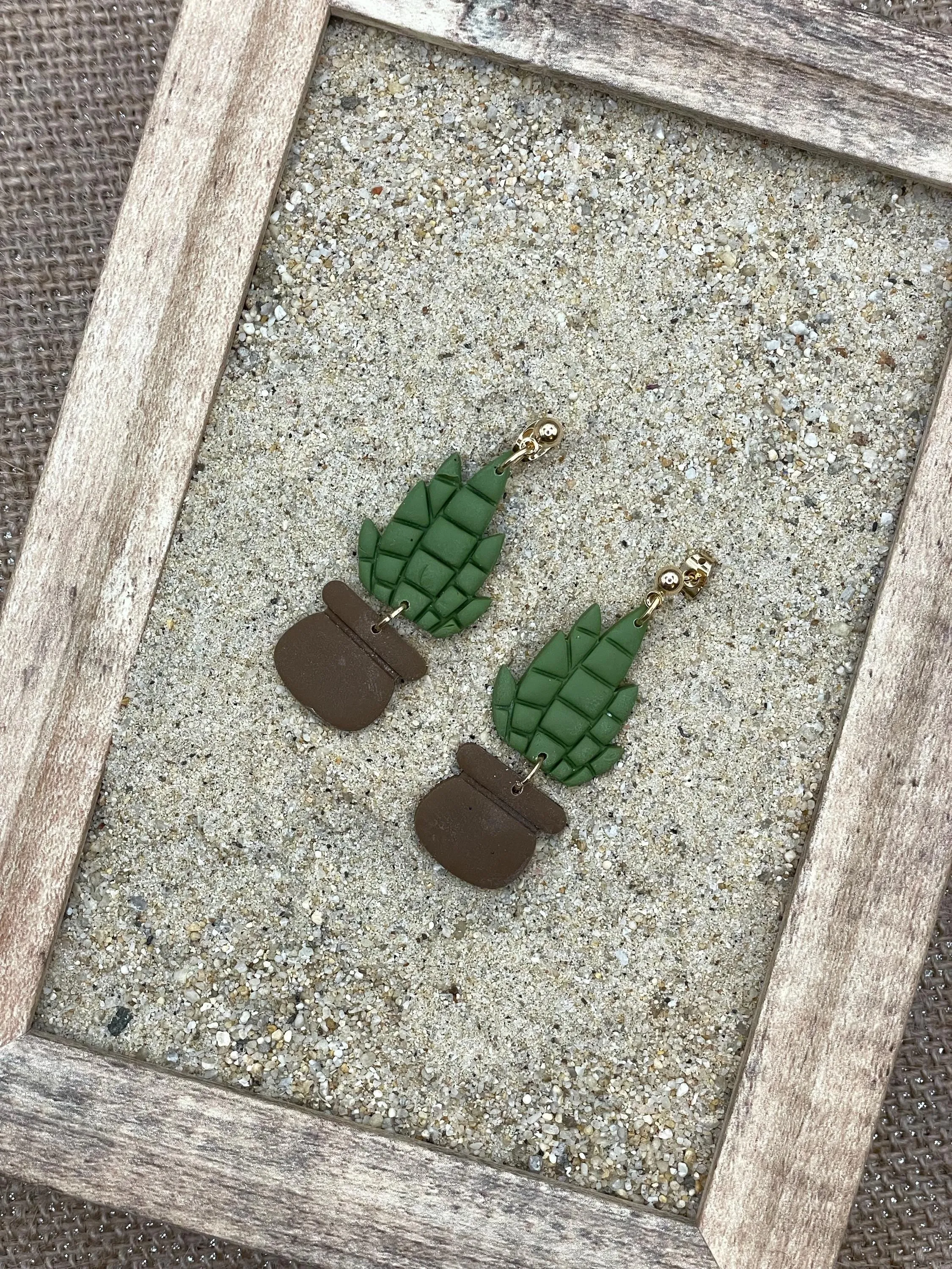 Joshua Tree - Yucca Plant in Pot Earrings: Handmade Polymer Clay sold by Modcloth product image thumbnail 3