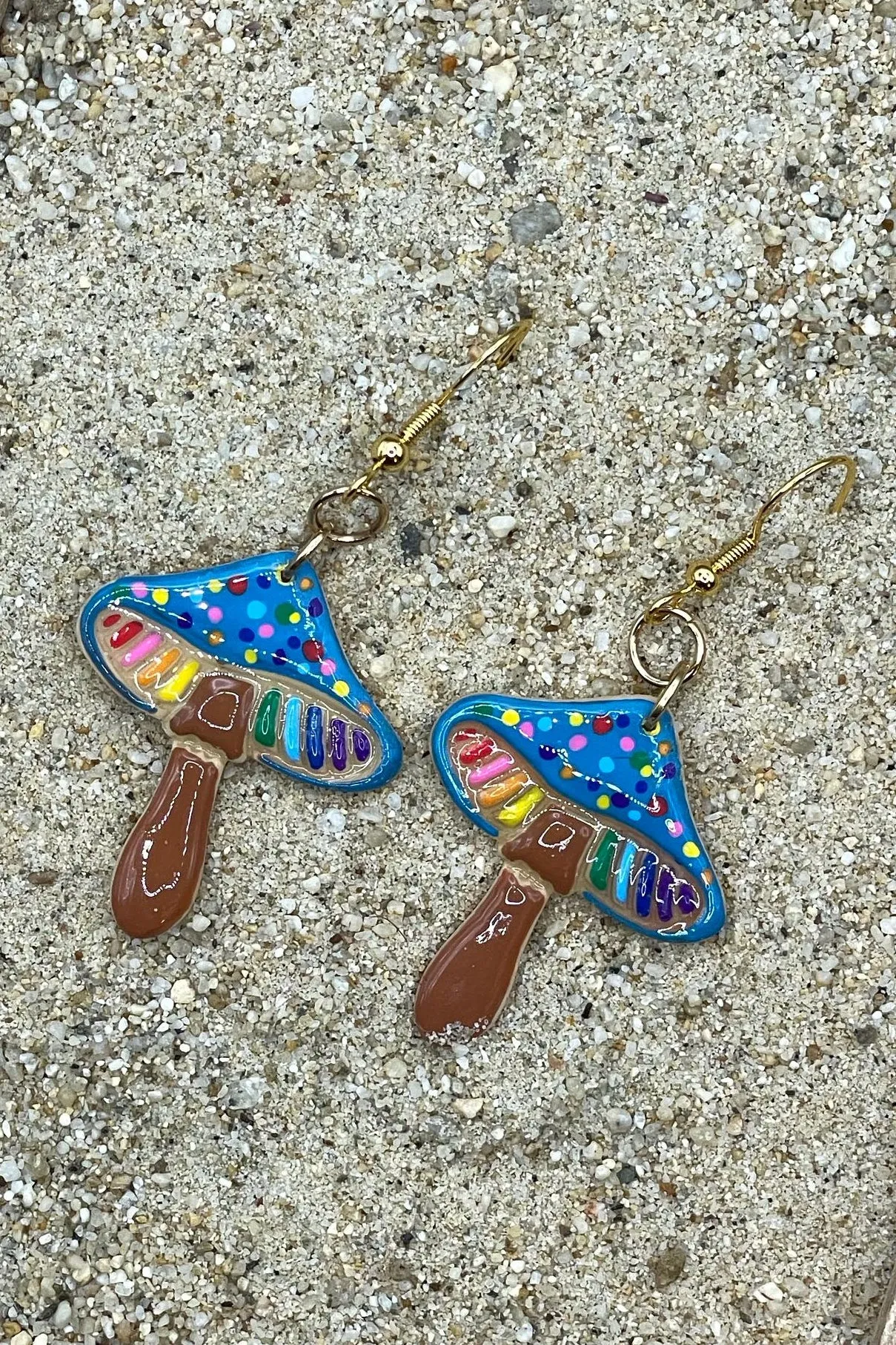 Magical Forest - Groovy Rainbow Mushroom Earrings: Handmade Polymer Clay sold by Modcloth
