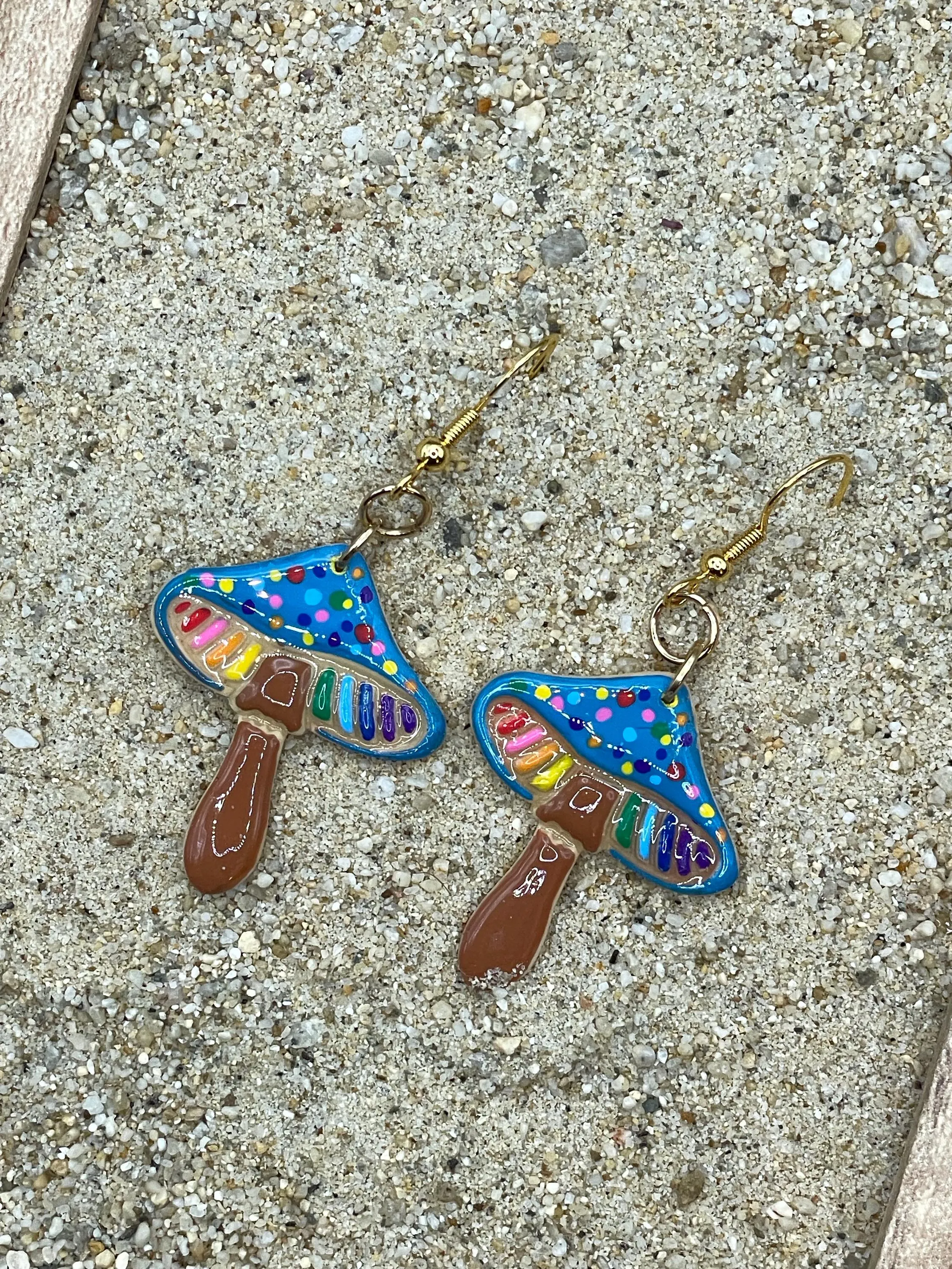 Magical Forest - Groovy Rainbow Mushroom Earrings: Handmade Polymer Clay sold by Modcloth product image thumbnail 3