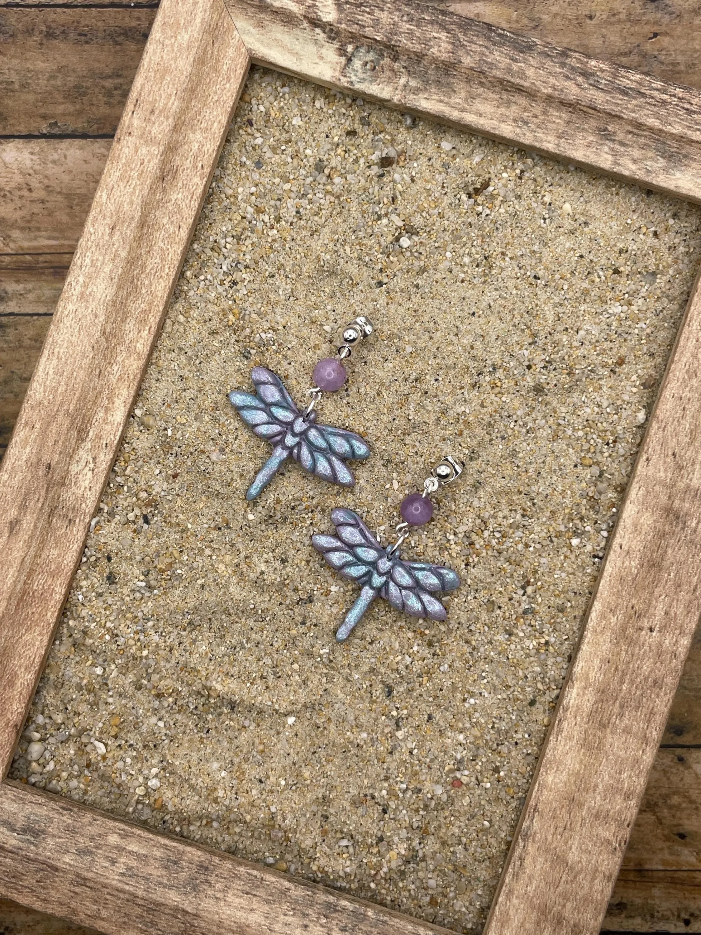 Mystical - Shimmer Lavender and Blue Dragonfly Earrings: Handmade Polymer Clay sold by Modcloth product image thumbnail 4