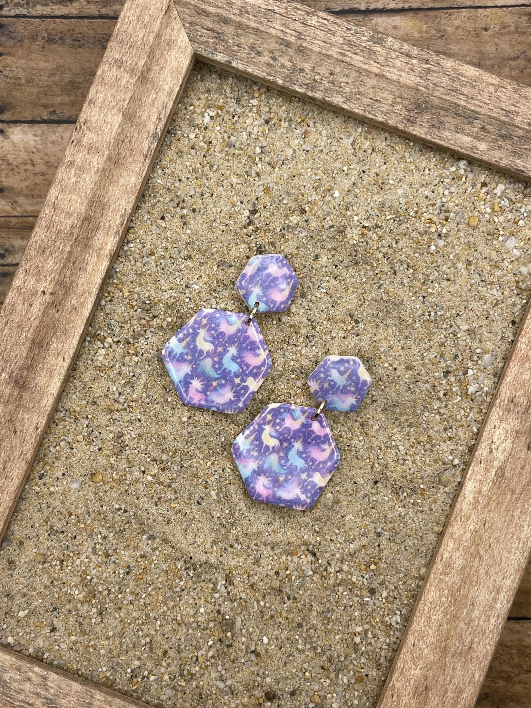 Mystical - Unicorn Printed Dangle Earrings - Handmade Polymer Clay sold by Modcloth product image thumbnail 4