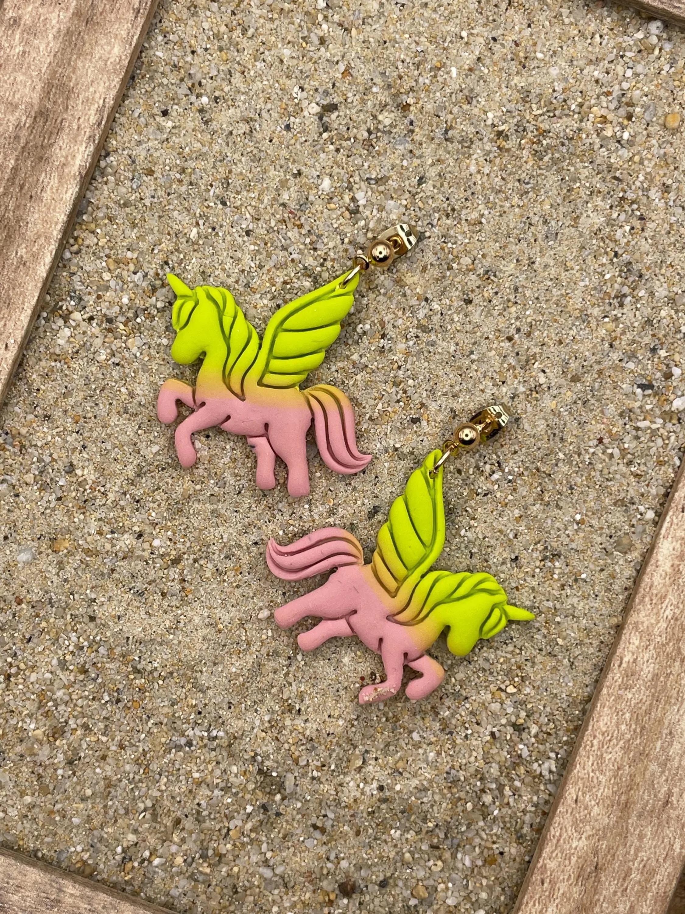 Mystical - Unicorn Pink Green Dangle Earrings: Handmade Polymer Clay sold by Modcloth product image thumbnail 3