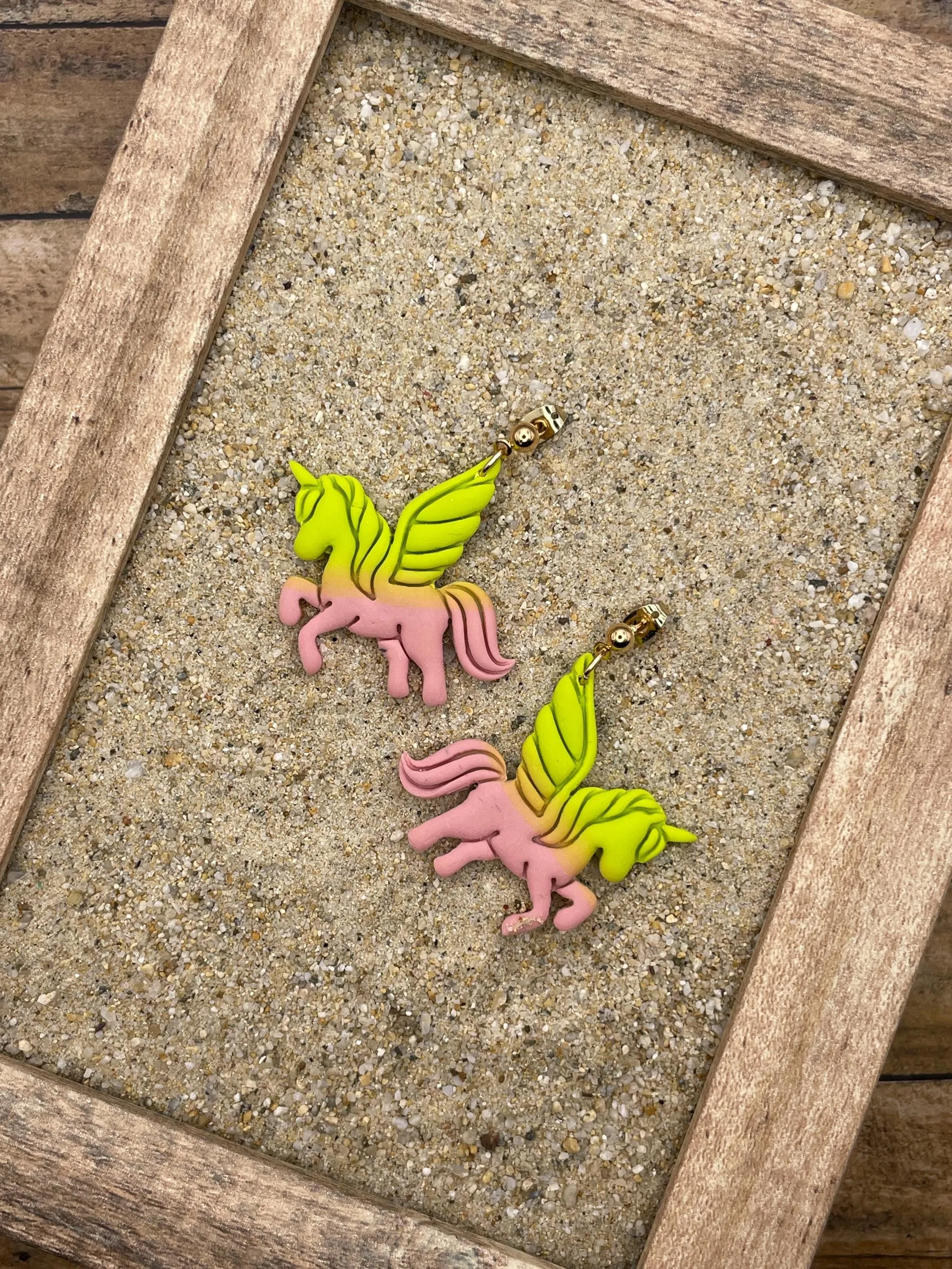 Mystical - Unicorn Pink Green Dangle Earrings: Handmade Polymer Clay sold by Modcloth product image thumbnail 4