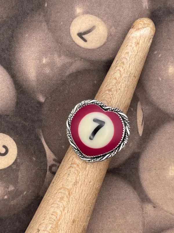 Steven - Vintage Billiard Ball Lucky #7 Heart Ring made by Modcloth