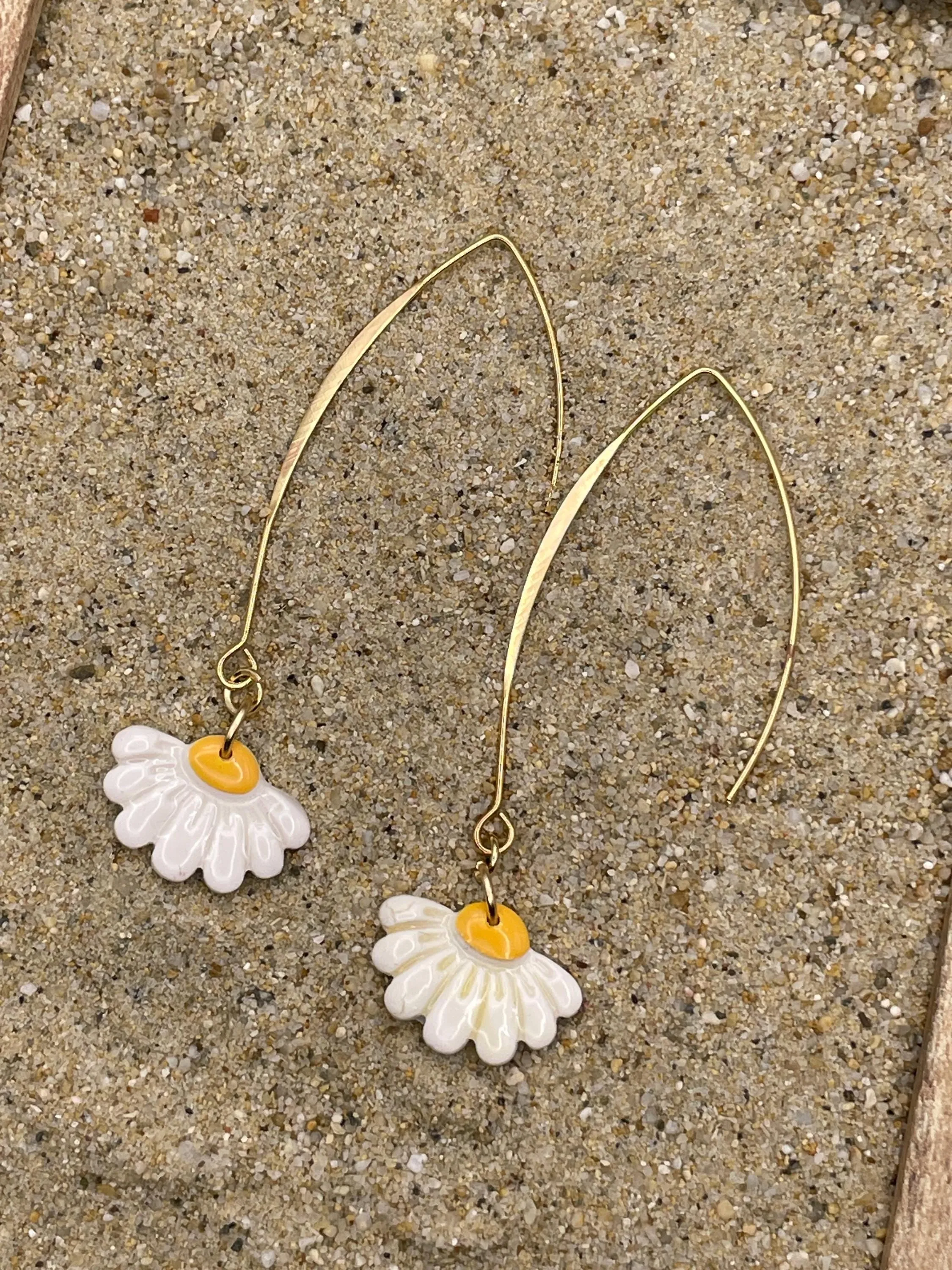 Spring Fling - White Daisy Flower Earrings: Handmade Polymer Clay sold by Modcloth