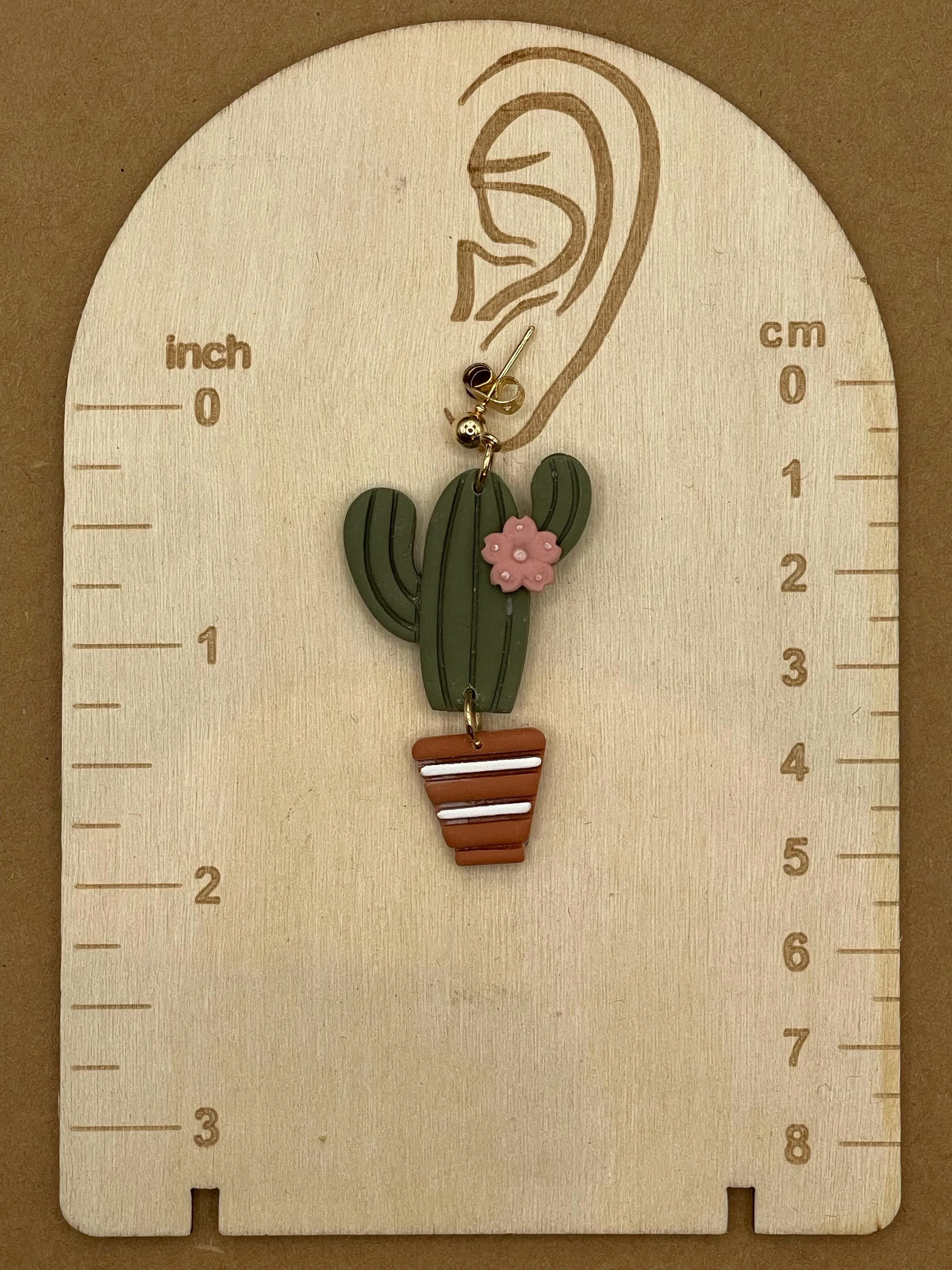 Joshua Tree - Candle Cactus with Pink Flower Earrings: Handmade Polymer Clay sold by Modcloth product image thumbnail 2