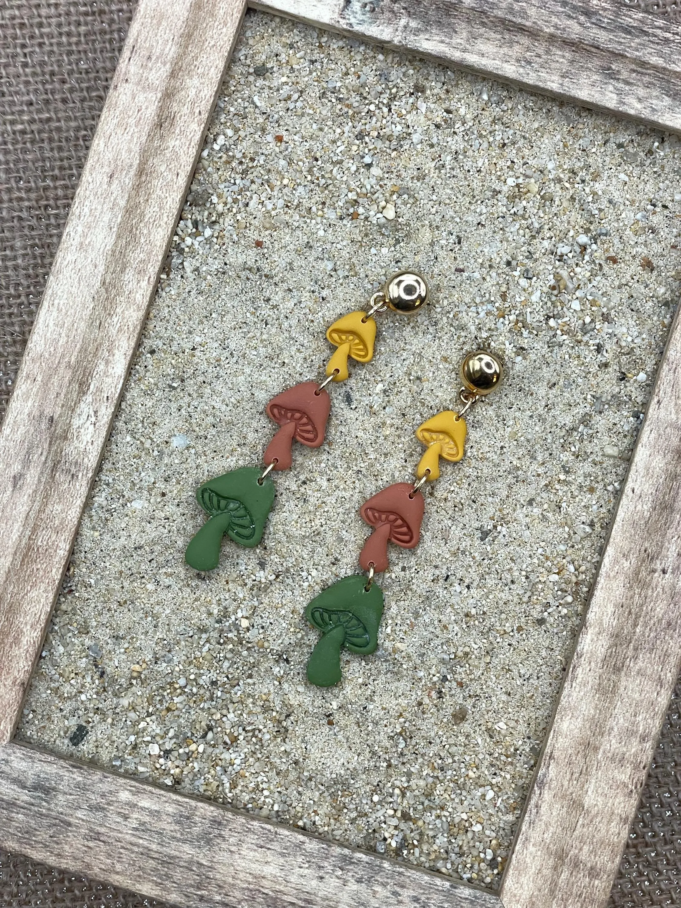 Magical Forest - Triple Mushroom Earrings: Handmade Polymer Clay sold by Modcloth product image thumbnail 3