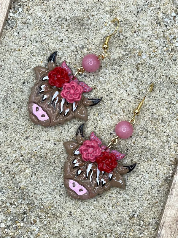 Joshua Tree - Cutie Highland Cow Earrings: Handmade Polymer Clay made by Modcloth