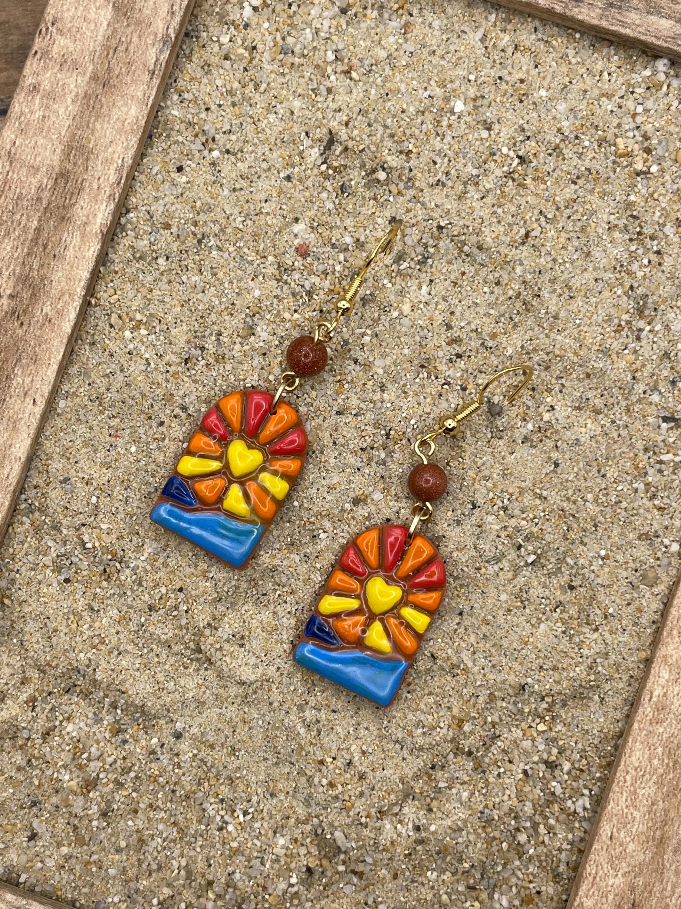 Joshua Tree - Sunset Dangle Earrings with Sunstone Detail: Handmade Polymer Clay sold by Modcloth product image thumbnail 3