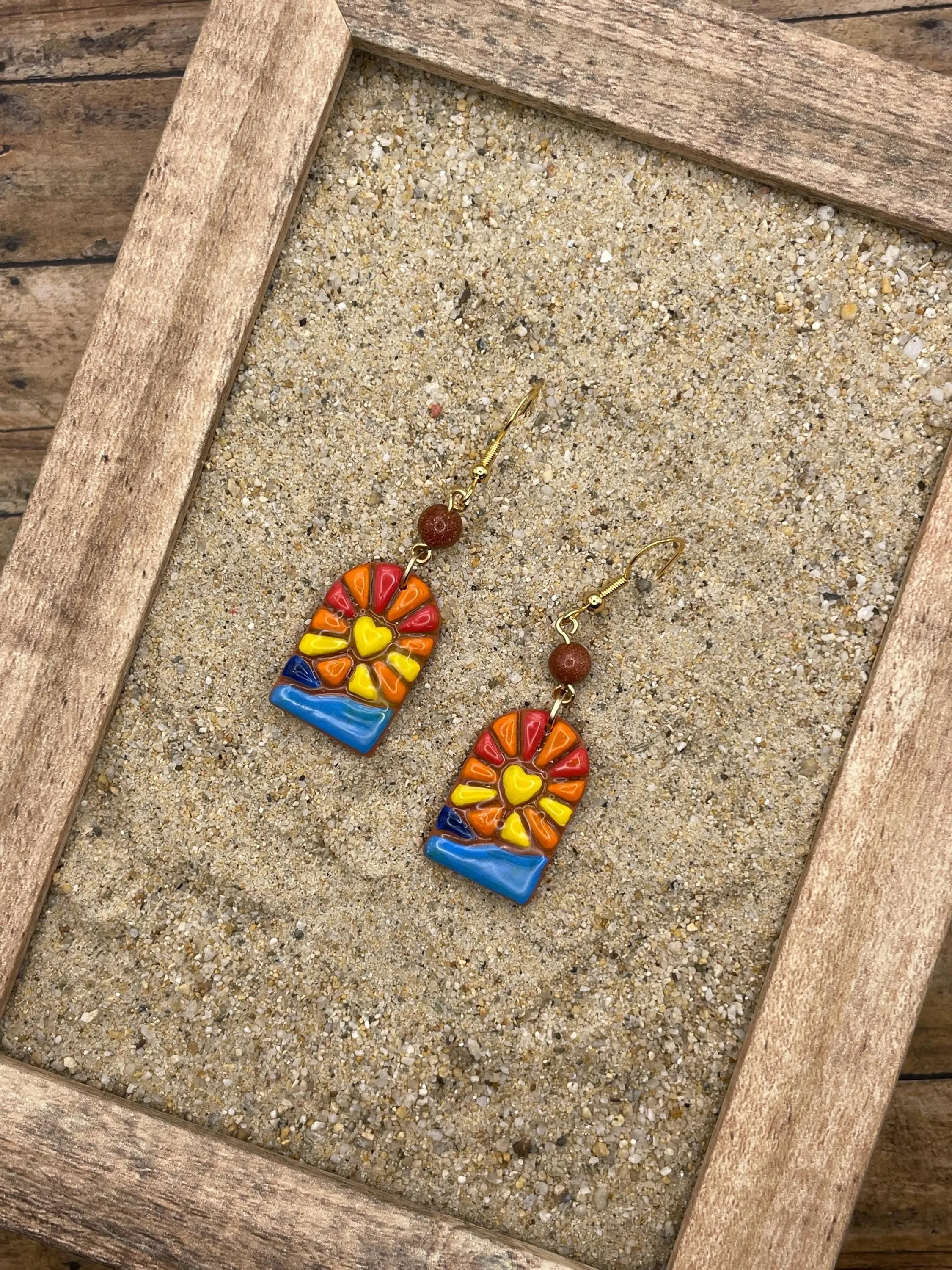 Joshua Tree - Sunset Dangle Earrings with Sunstone Detail: Handmade Polymer Clay sold by Modcloth product image thumbnail 4