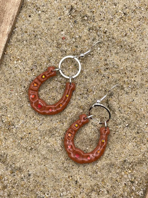 Joshua Tree - Lucky Horseshoe Dangle Earrings: Handmade Polymer Clay made by Modcloth