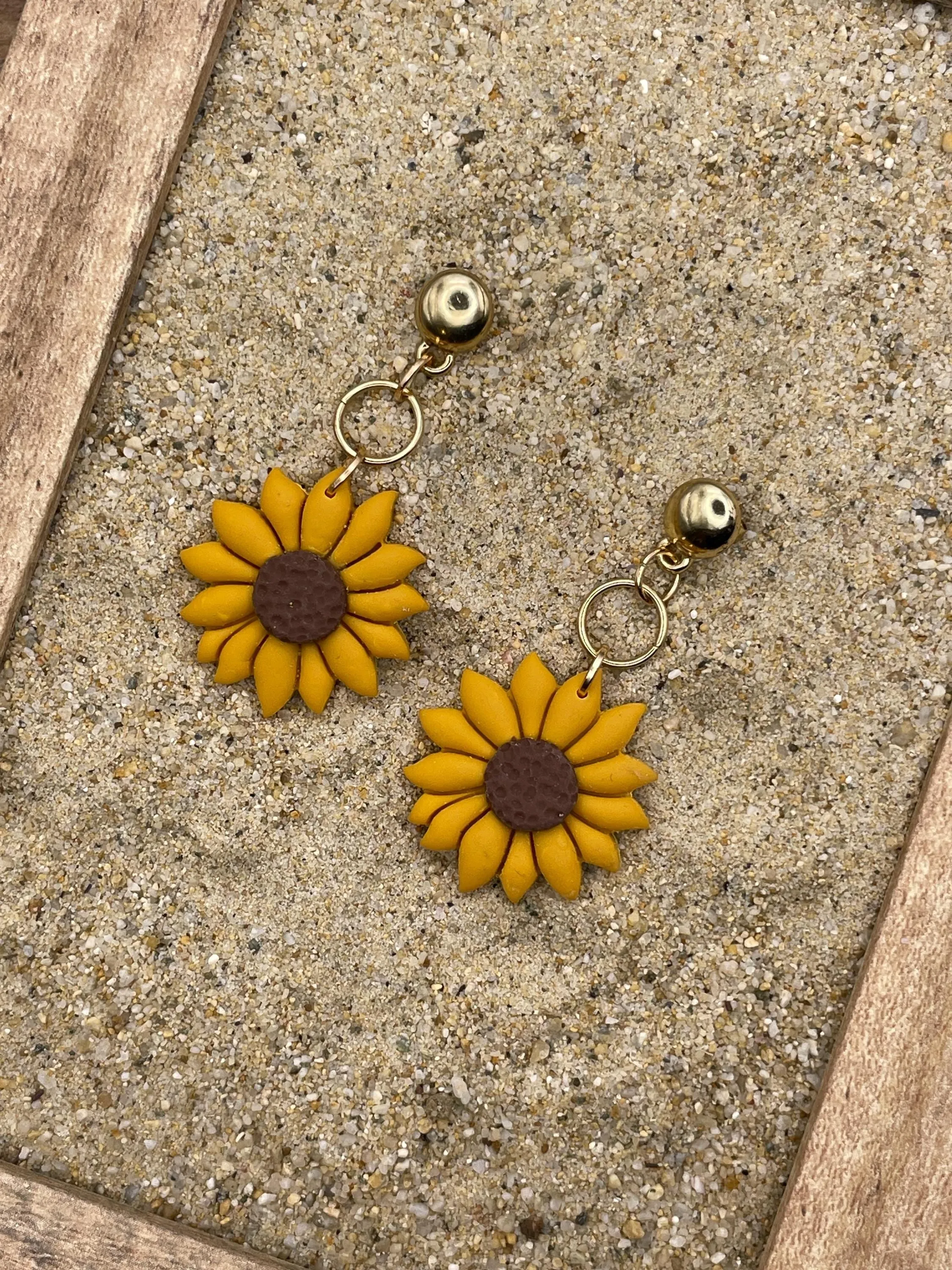 Spring Fling - Sunflower Dangle Earrings: Handmade Polymer Clay sold by Modcloth