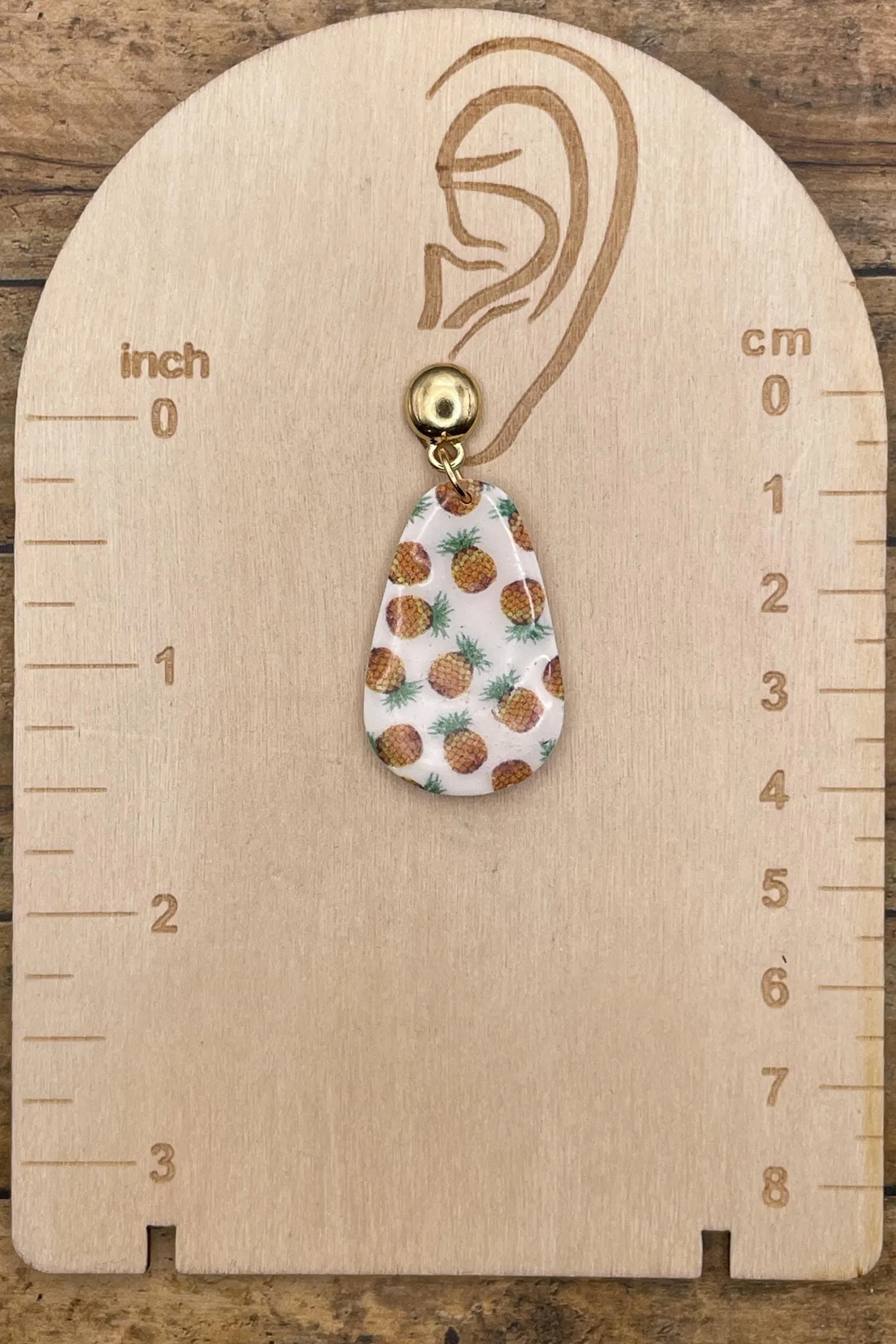 Tutti Frutti - Pineapple Printed Dangle Earrings: Handmade Polymer Clay sold by Modcloth product image thumbnail 2
