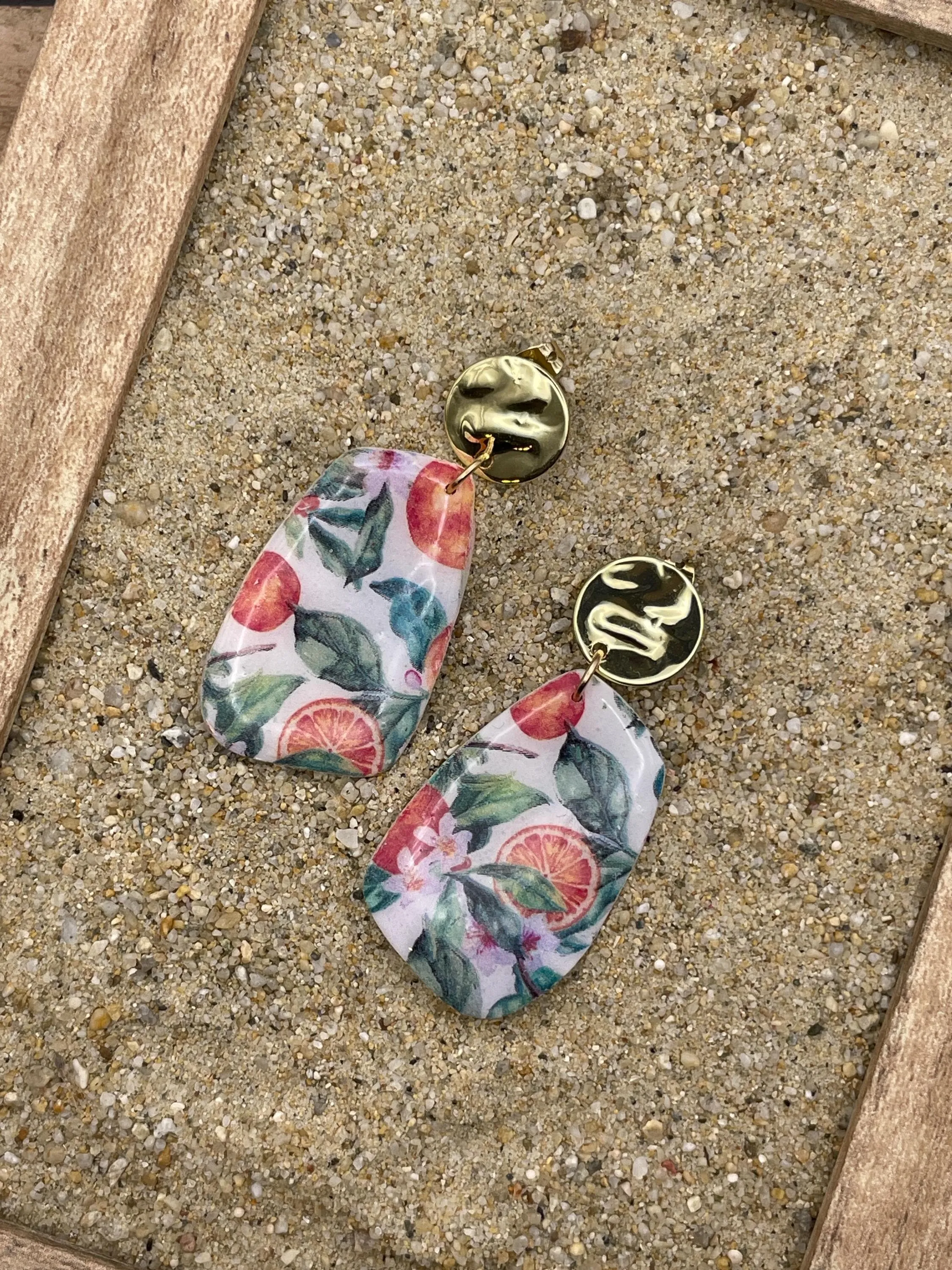 Tutti Frutti - Oranges Printed Dangle Earrings: Handmade Polymer Clay sold by Modcloth product image thumbnail 3