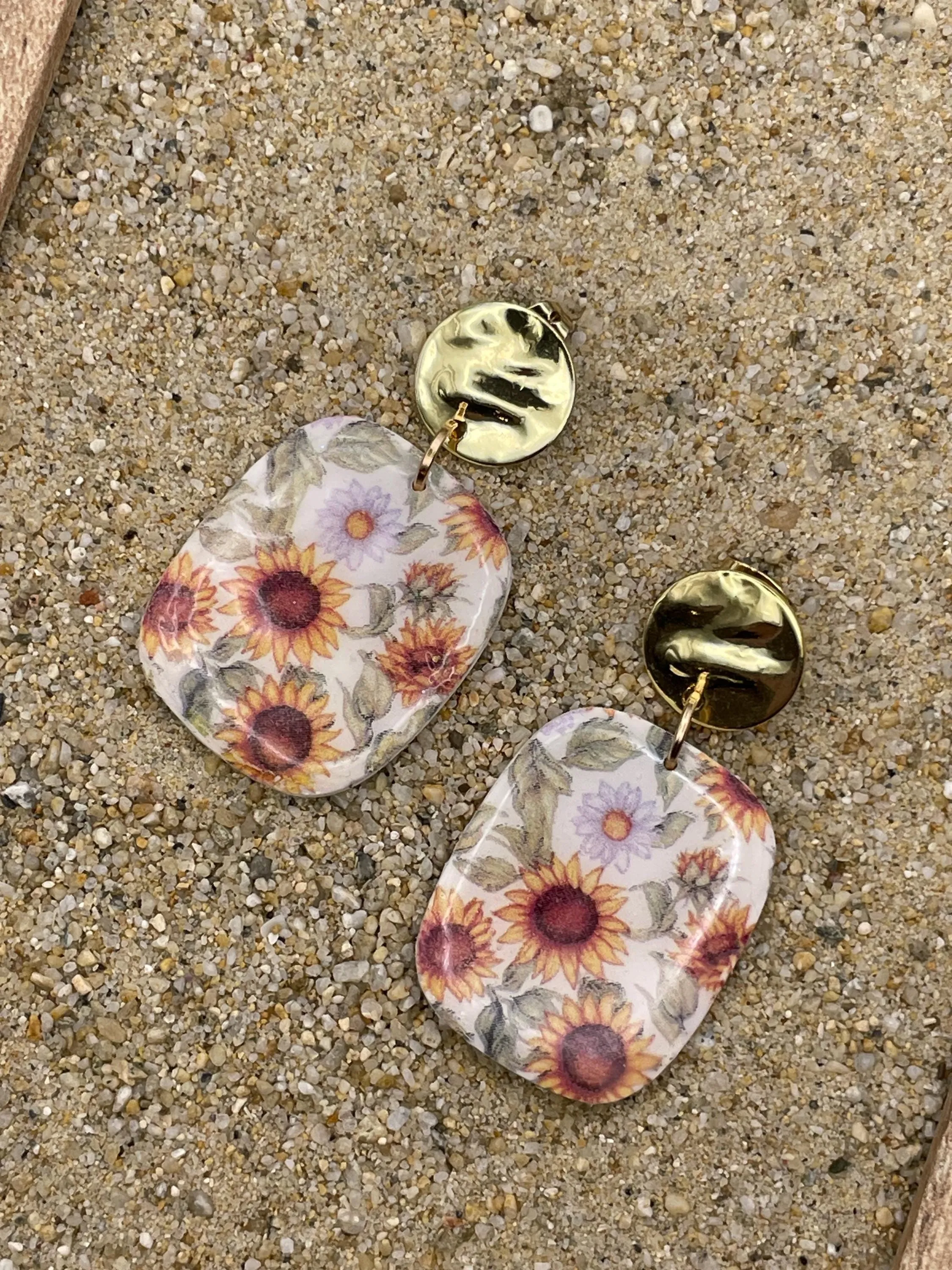 Spring Fling - Sunflower Printed Dangle Earrings: Handmade Polymer Clay sold by Modcloth product image thumbnail 4