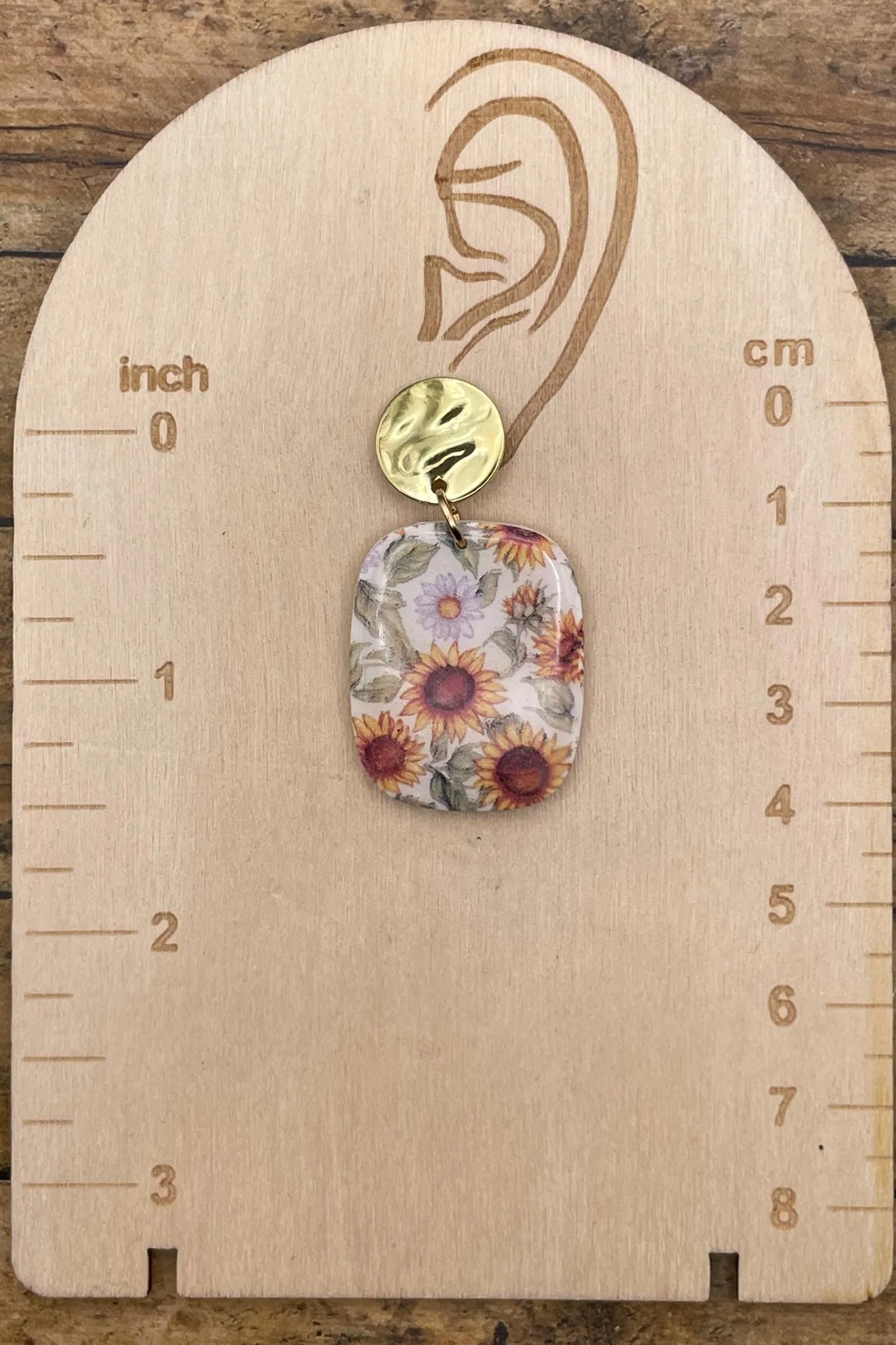 Spring Fling - Sunflower Printed Dangle Earrings: Handmade Polymer Clay sold by Modcloth product image thumbnail 2