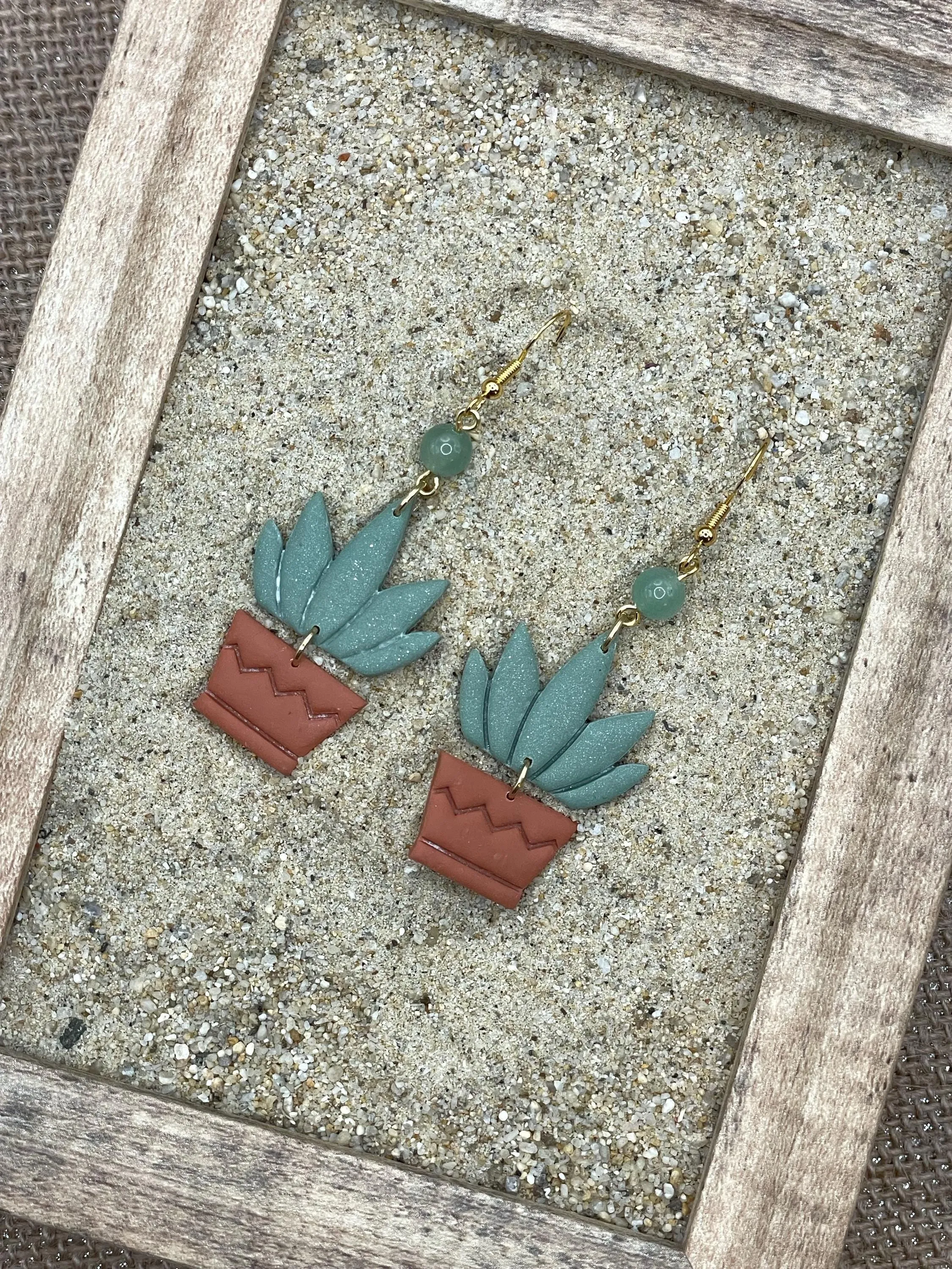 Joshua Tree - Aloe Vera Plant in Pot Earrings: Handmade Polymer Clay sold by Modcloth product image thumbnail 3