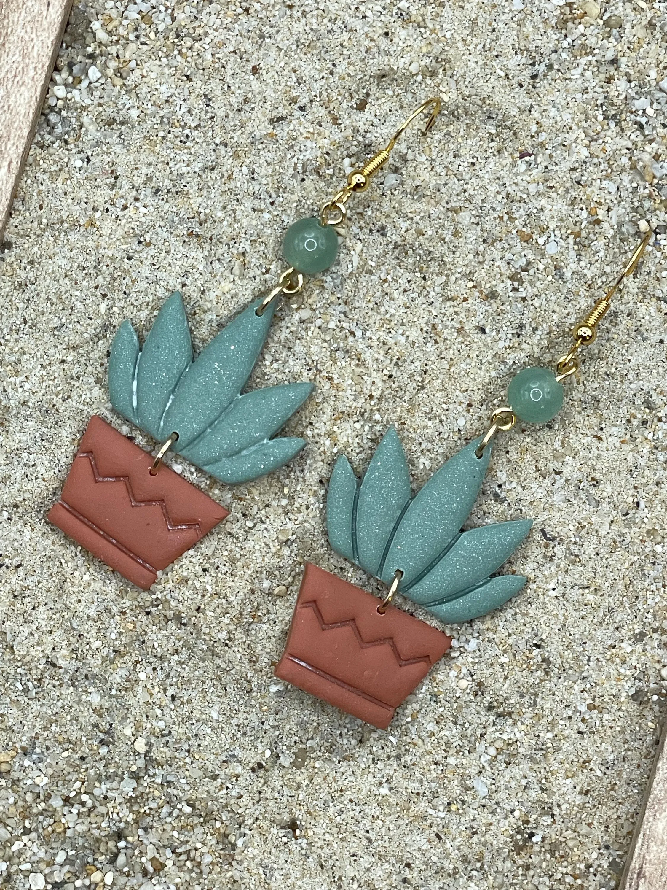 Joshua Tree - Aloe Vera Plant in Pot Earrings: Handmade Polymer Clay sold by Modcloth