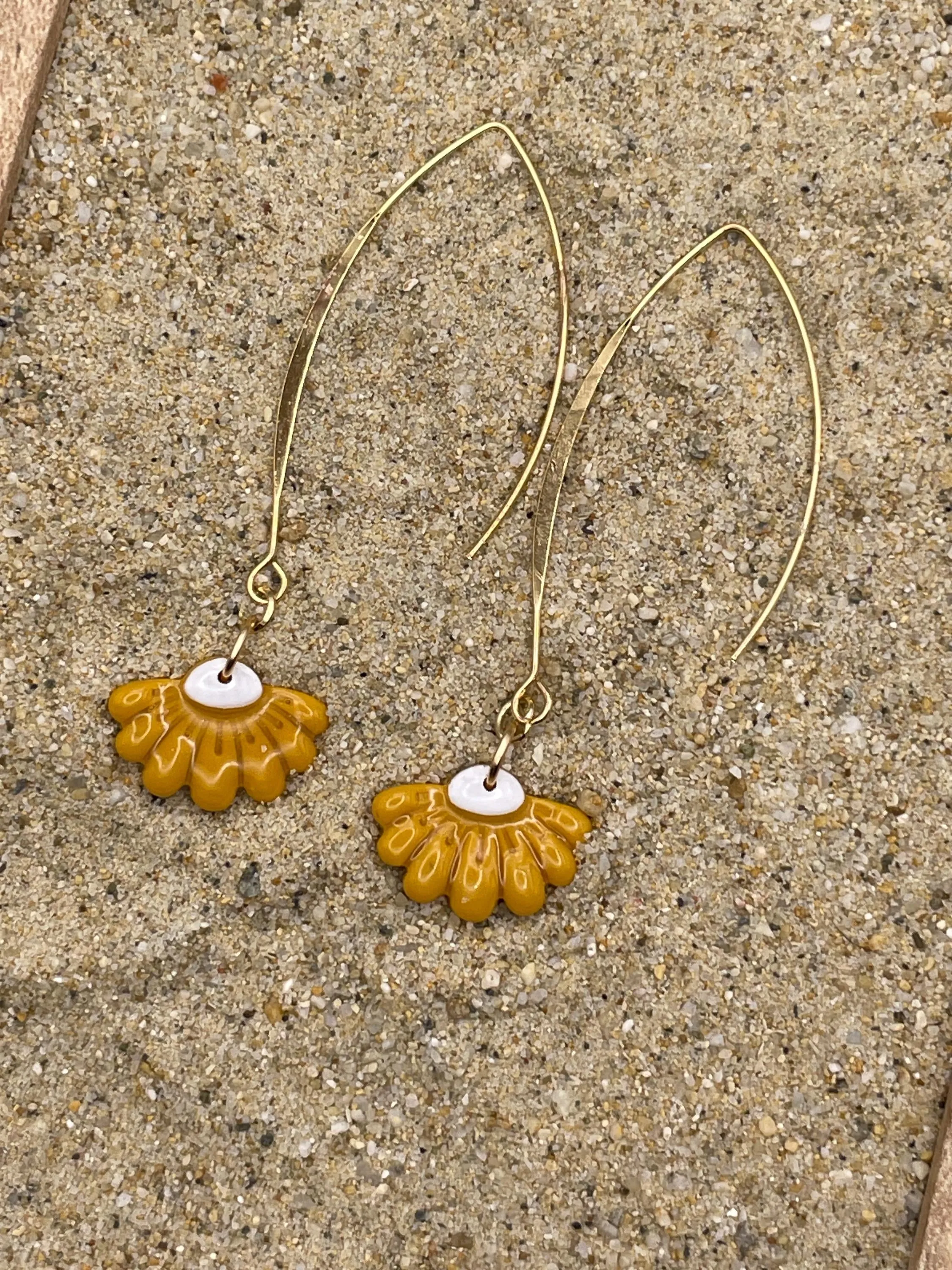 Spring Fling - Yellow Daisy Flower Dangly Earrings: Handmade Polymer Clay sold by Modcloth