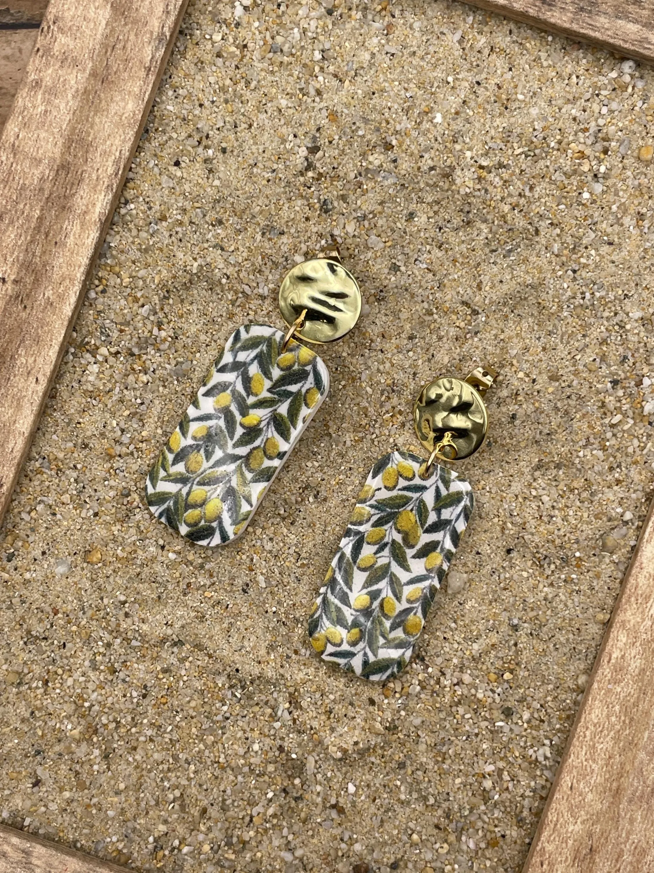 Tutti Frutti - Olives Printed Dangle Earrings: Handmade Polymer Clay sold by Modcloth product image thumbnail 3