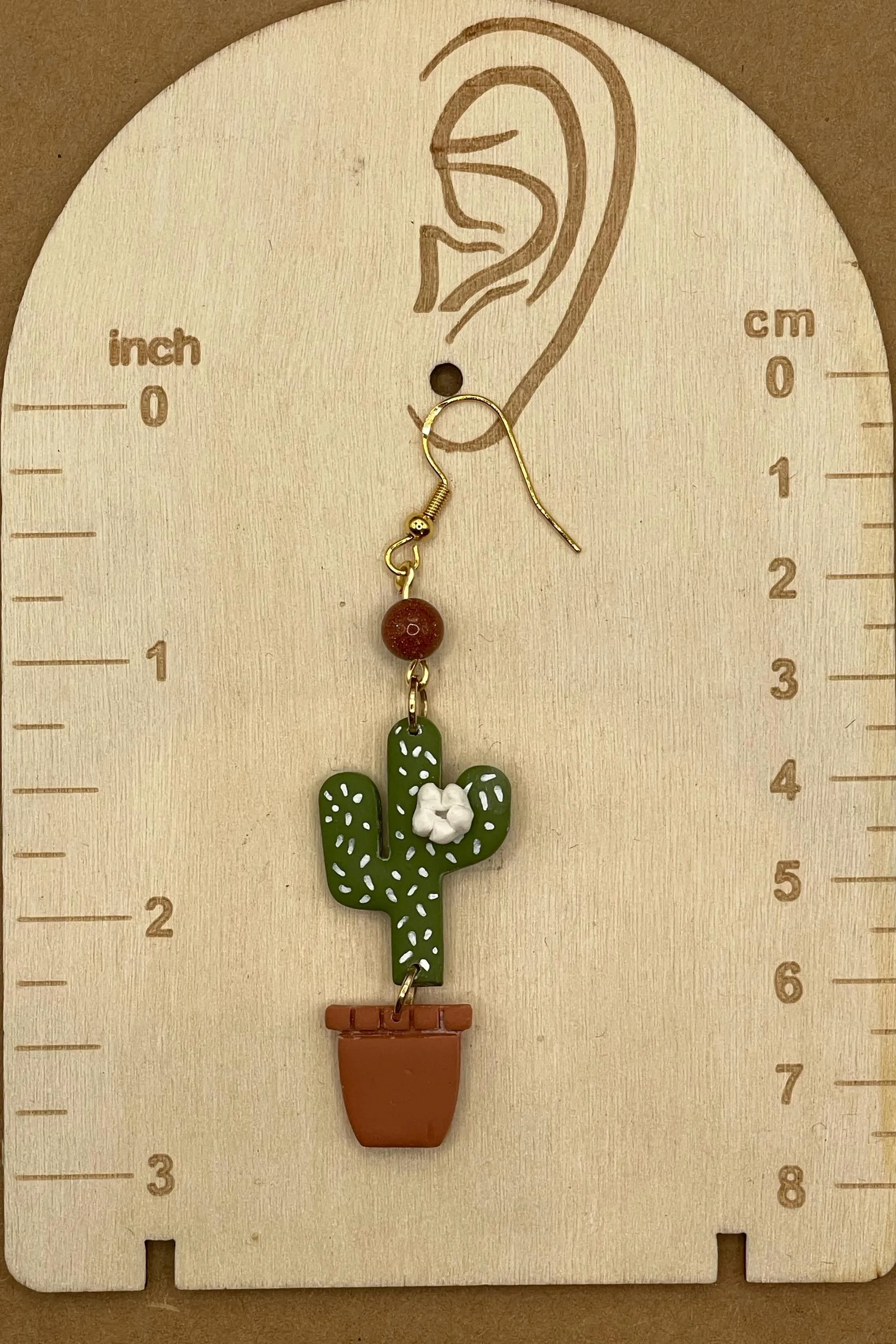 Joshua Tree - Cactus with Sunstone Beads Earrings: Handmade Polymer Clay sold by Modcloth product image thumbnail 2