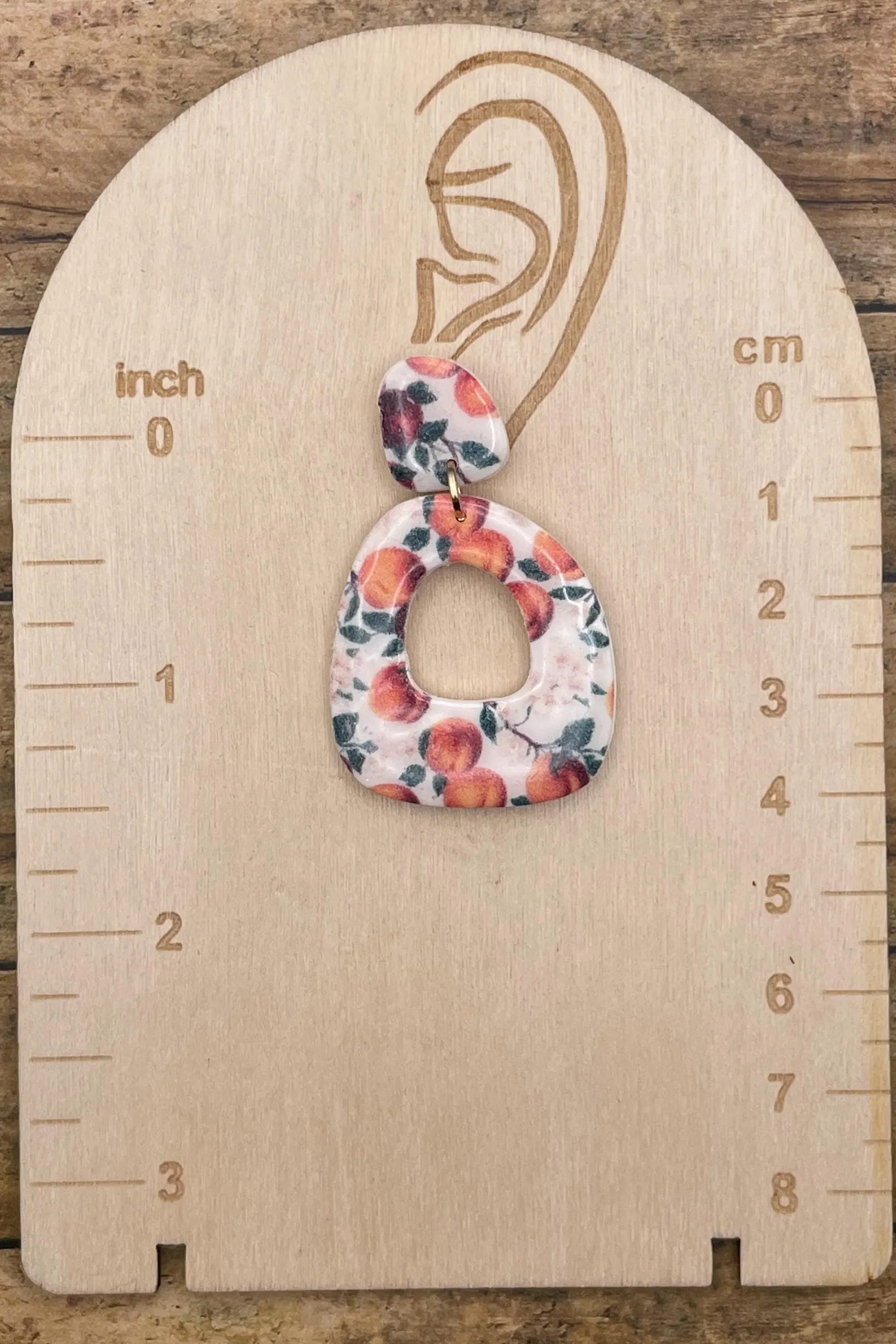 Tutti Frutti - Peach Printed Dangle Earrings: Handmade Polymer Clay sold by Modcloth product image thumbnail 2