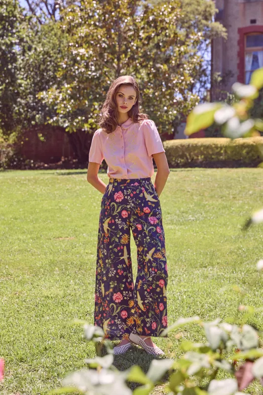 Whimsical Garden Wide Leg Cotton Pants made by Modcloth