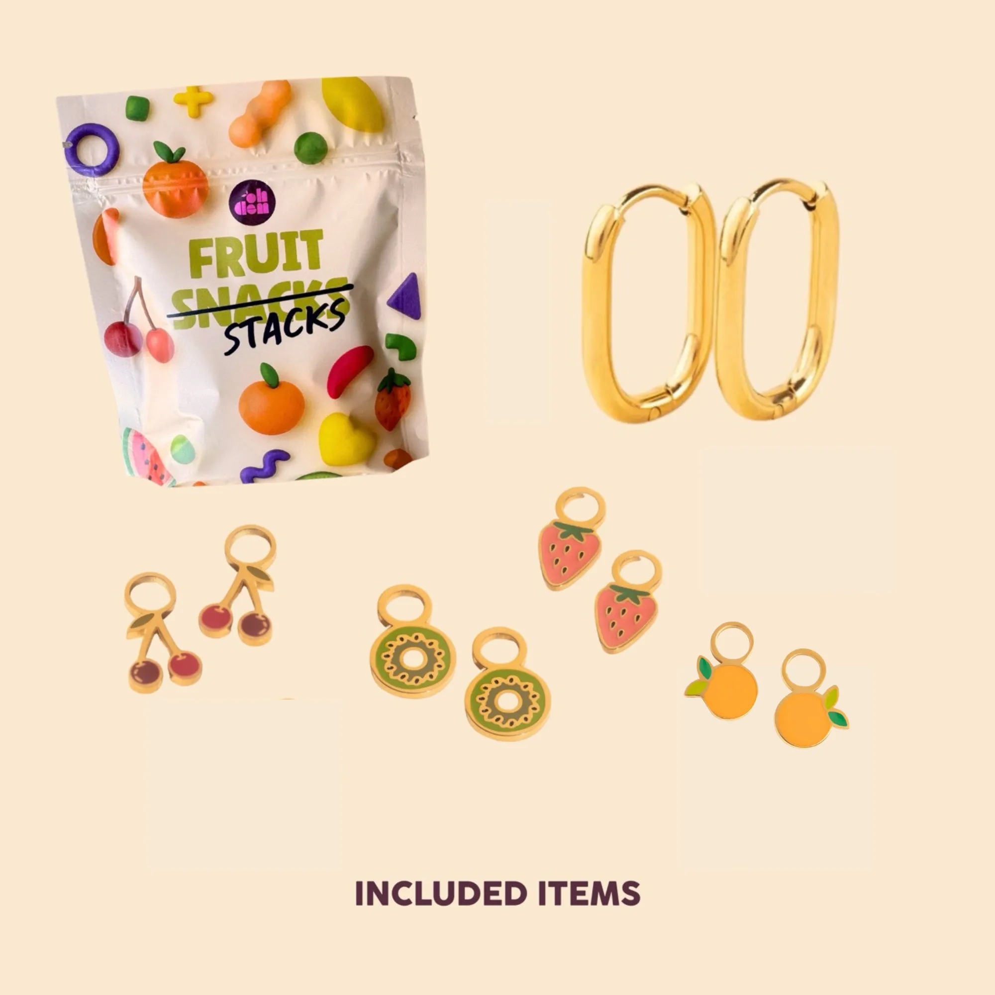Mini Fruit Huggie Hoop Charms Stack Pack (5 items) sold by Modcloth