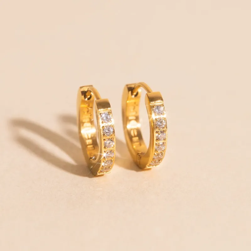 Crystal Huggie Hoop Earrings made by Modcloth