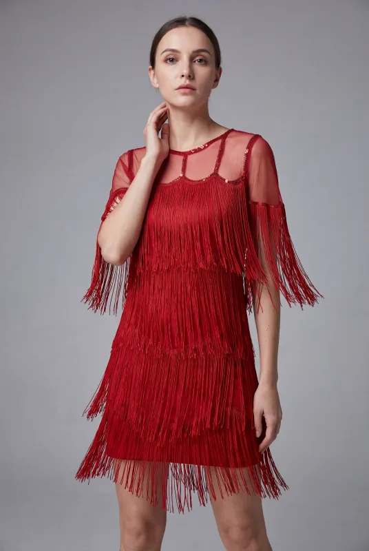 Red Fringe Flapper Dress made by Modcloth